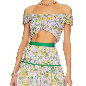 AMUR Jona Crop Top in Lilac Petal Lemon Garden